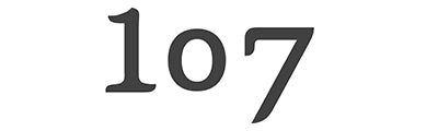 Number 107 in bold black font on white background