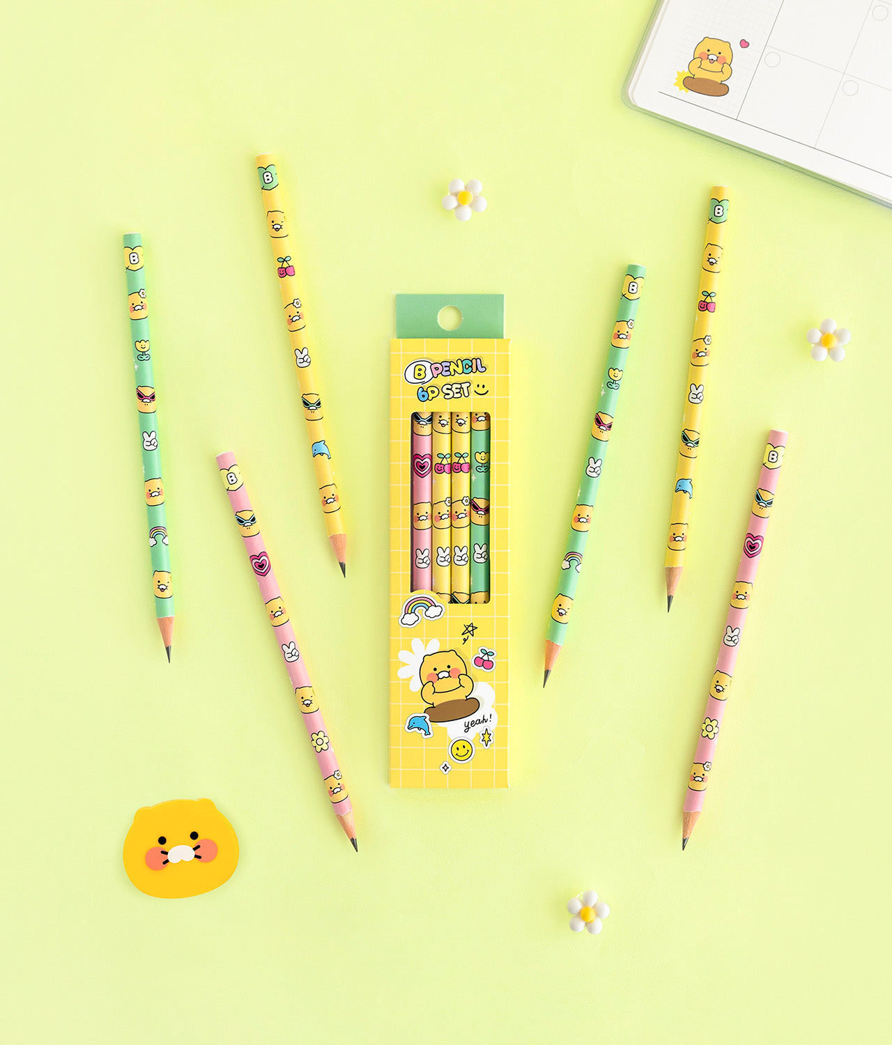 6P Pencil Set Chunsik Stationery - Authentic Kakao Friends from Korea | Koolseoul
