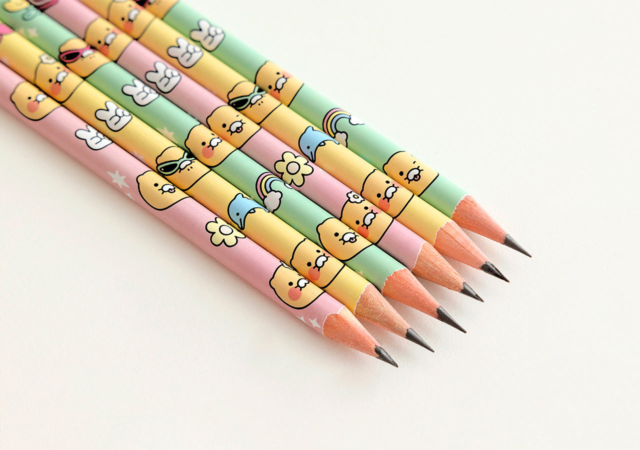 6P Pencil Set Chunsik Stationery - Authentic Kakao Friends from Korea | Koolseoul
