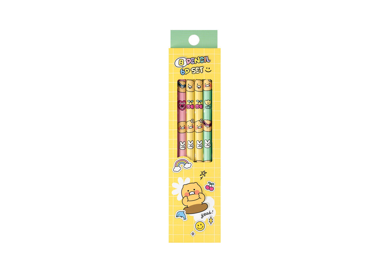 6P Pencil Set Chunsik Stationery - Authentic Kakao Friends from Korea | Koolseoul