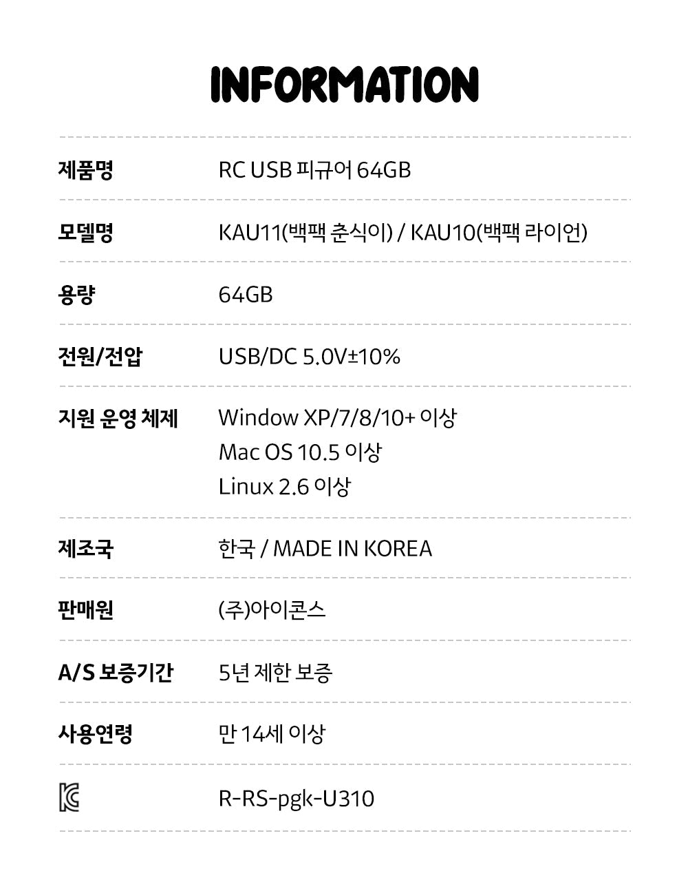 64GB USB Figurine Keychain Backpack Ryan - Official Kakao Friends merchandise | Koolseoul