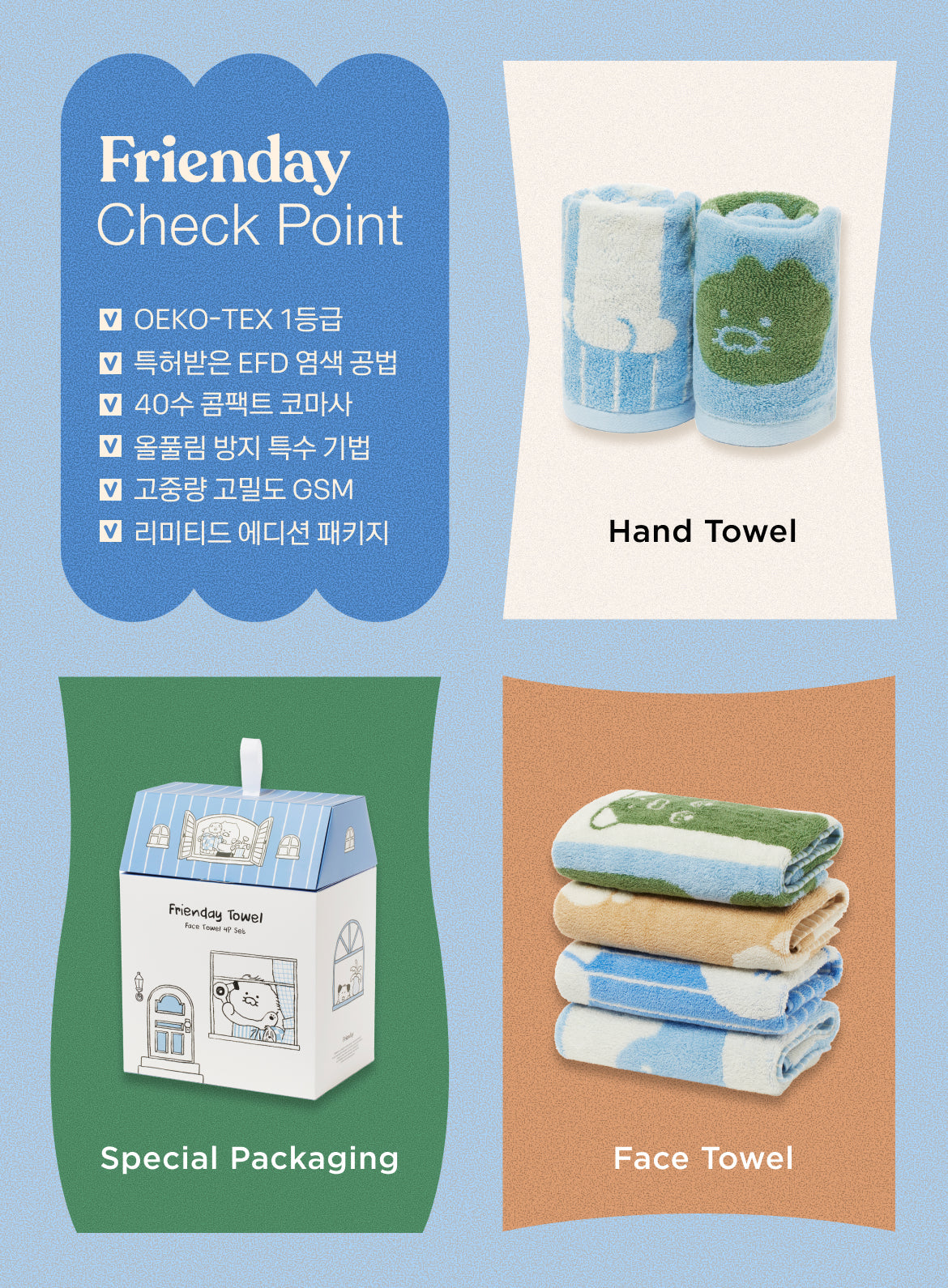 FRIENDAY 4P Set Chunsik Serviette - Korean kawaii Kakao Friends | Koolseoul