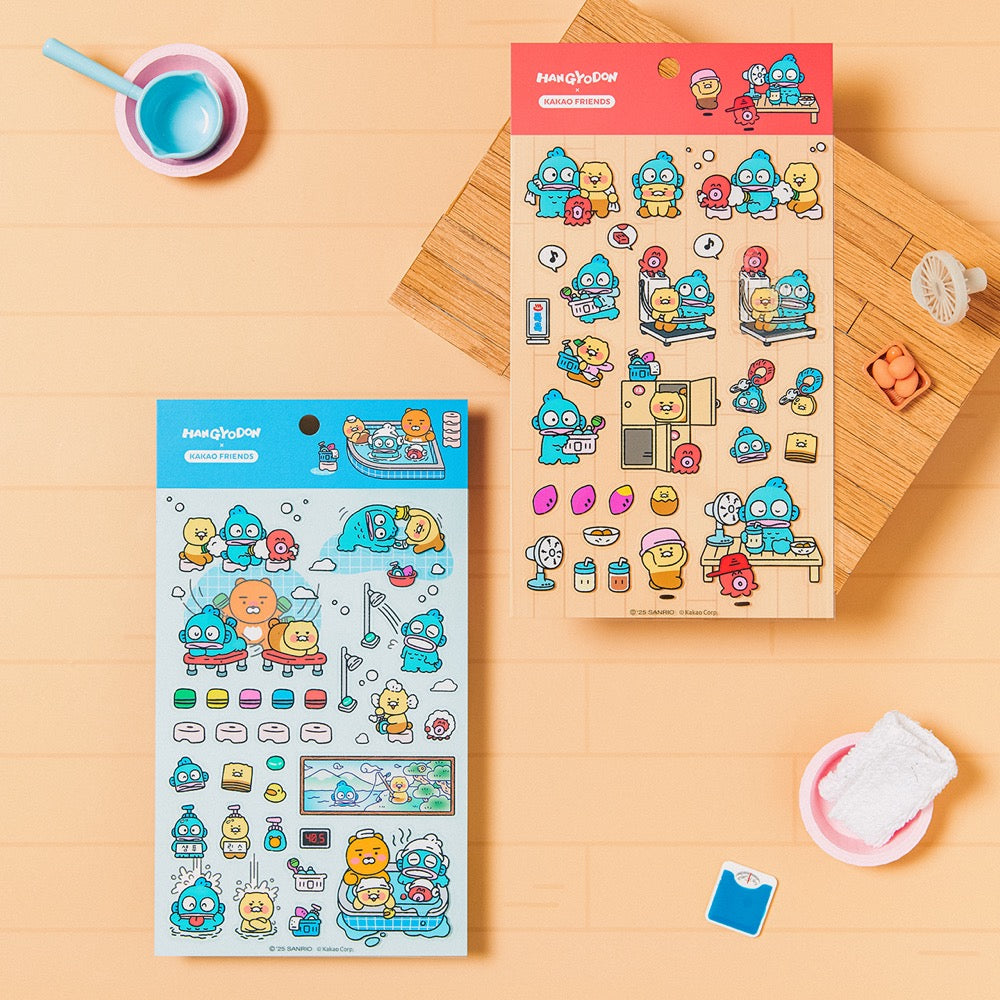 X Friends Clear Sticker Blue Ryan&Chunsik - Official Kakao Friends merchandise | Koolseoul