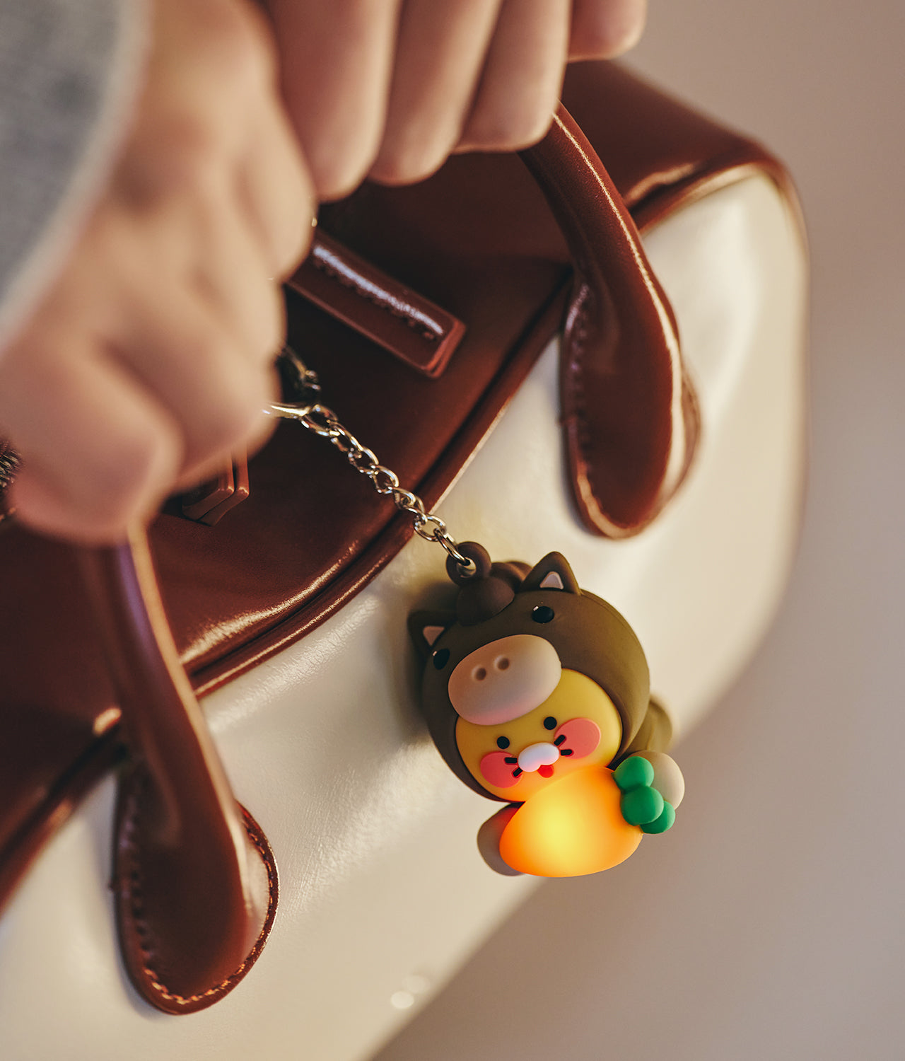 LED Figurine Keychain Chunsik - Authentic Kakao Friends from Korea | Koolseoul