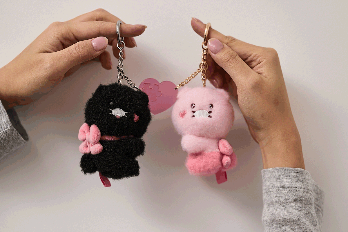 Black Magnet Keychain Plush Set Chunsik - Official Kakao Friends merchandise | Koolseoul