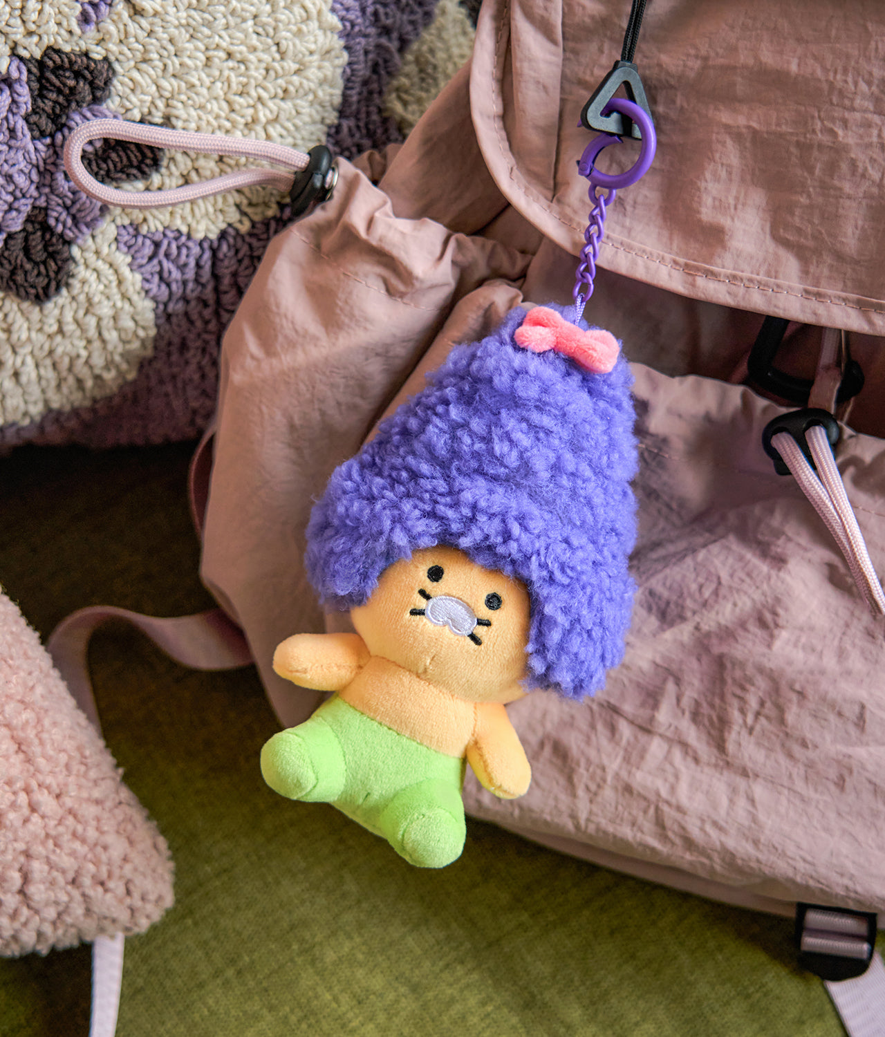 Purple Keychain Plush Chunsik - Authentic Kakao Friends from Korea | Koolseoul