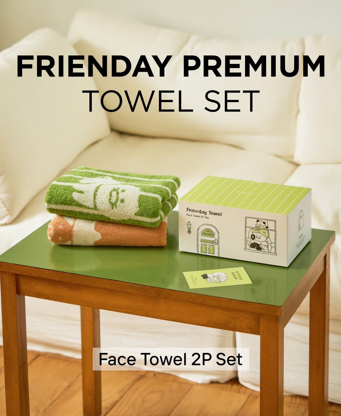 FRIENDAY 2P Set Green& Chunsik Serviette - Authentic Kakao Friends from Korea | Koolseoul