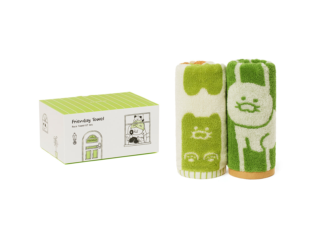 FRIENDAY 2P Set Green& Chunsik Serviette - Official Kakao Friends merchandise | Koolseoul