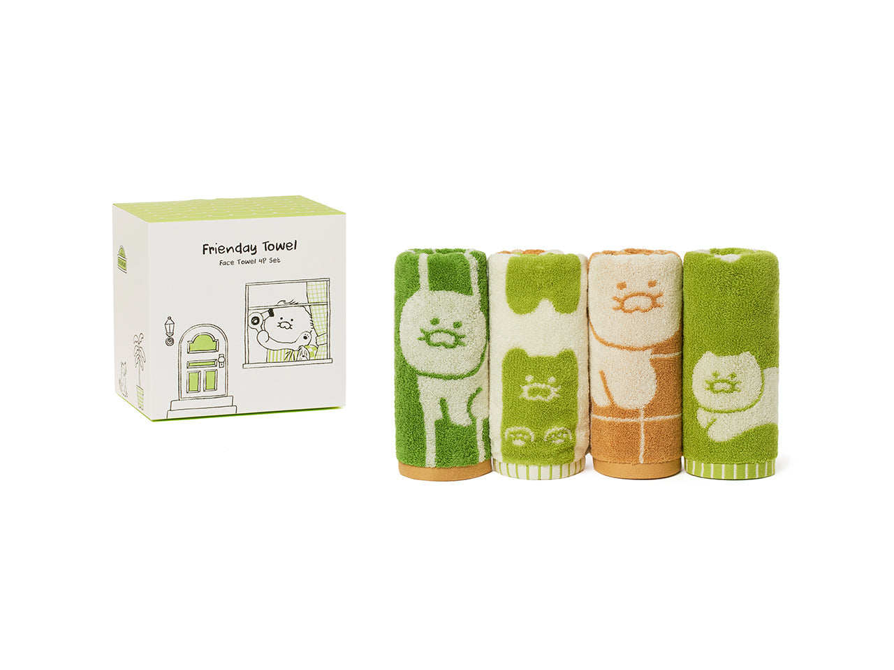 FRIENDAY 4P Set Green& Chunsik Serviette - Official Kakao Friends merchandise | Koolseoul