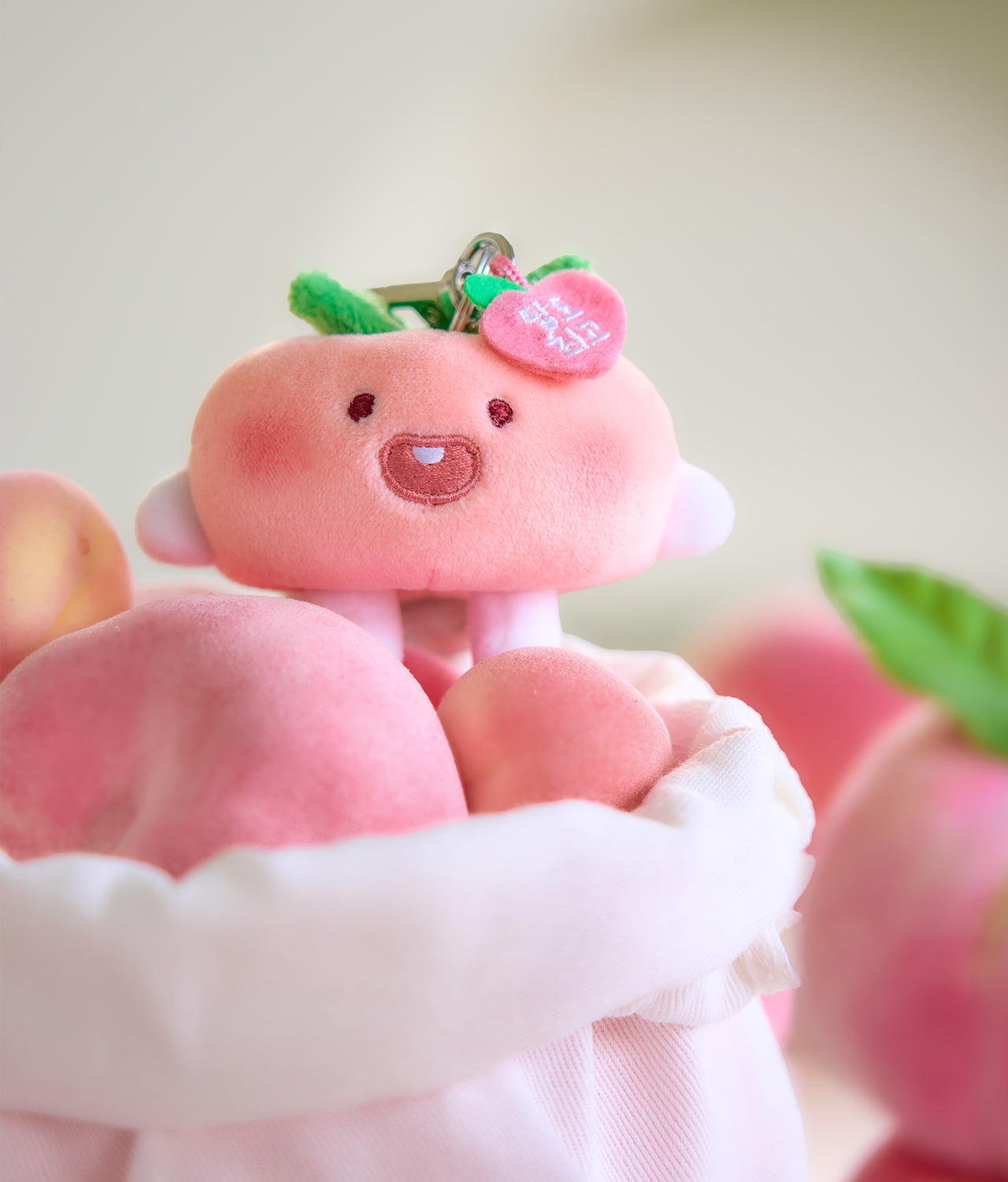 Peach Peach Keychain Plush Flat Little Apeach - Authentic Kakao Friends from Korea | Koolseoul