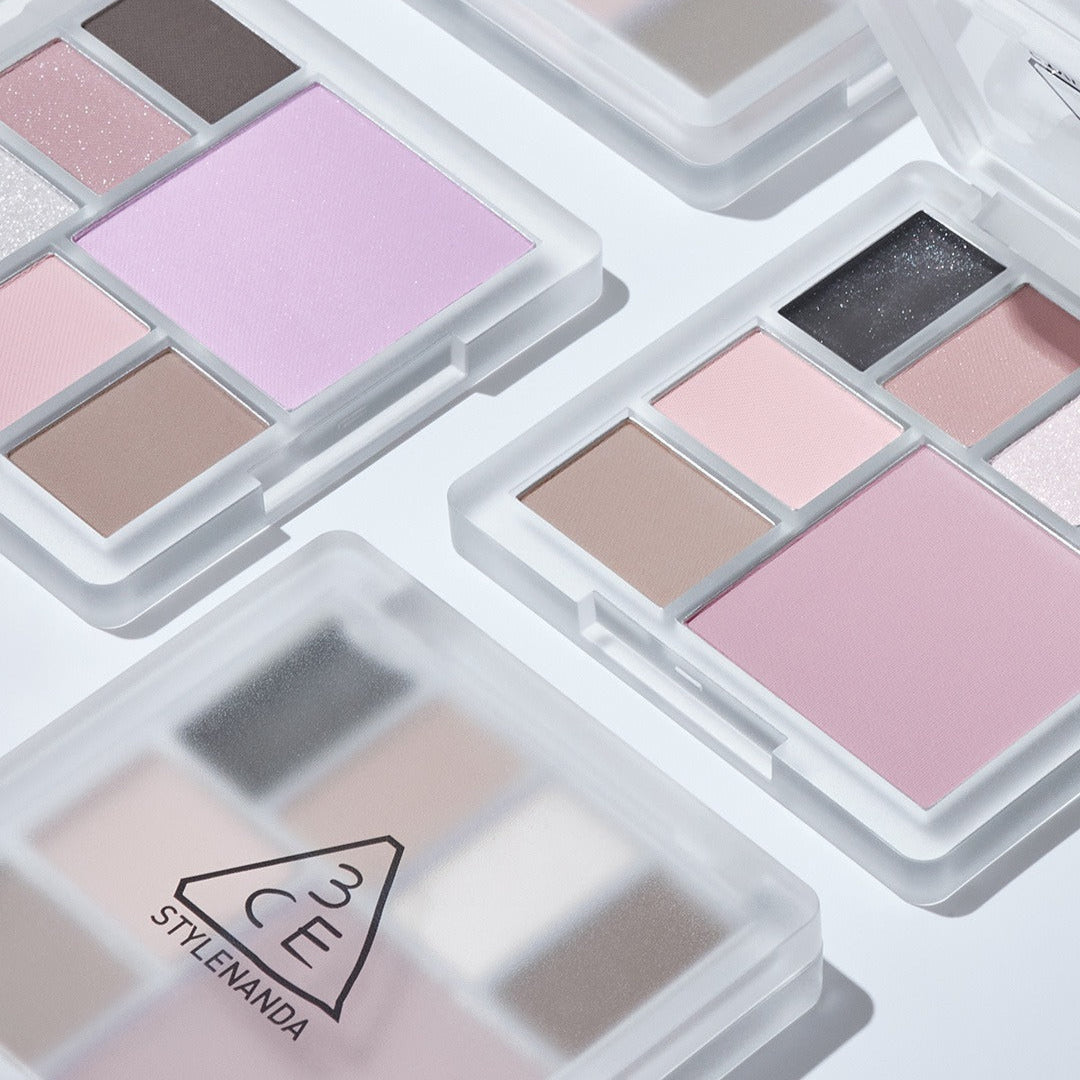 Close-up of 3CE Allround Multi Palette 9.6g featuring multiple makeup shades in a sleek design, ideal for versatile beauty looks.