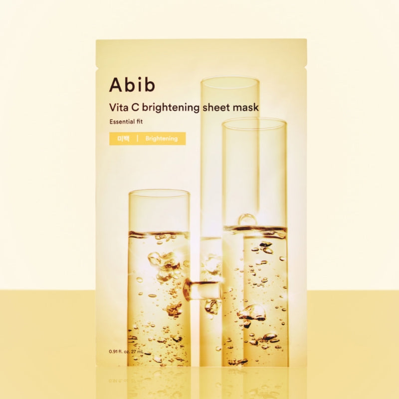 Abib Vita C brightening sheet mask Essential fit packaging with light background