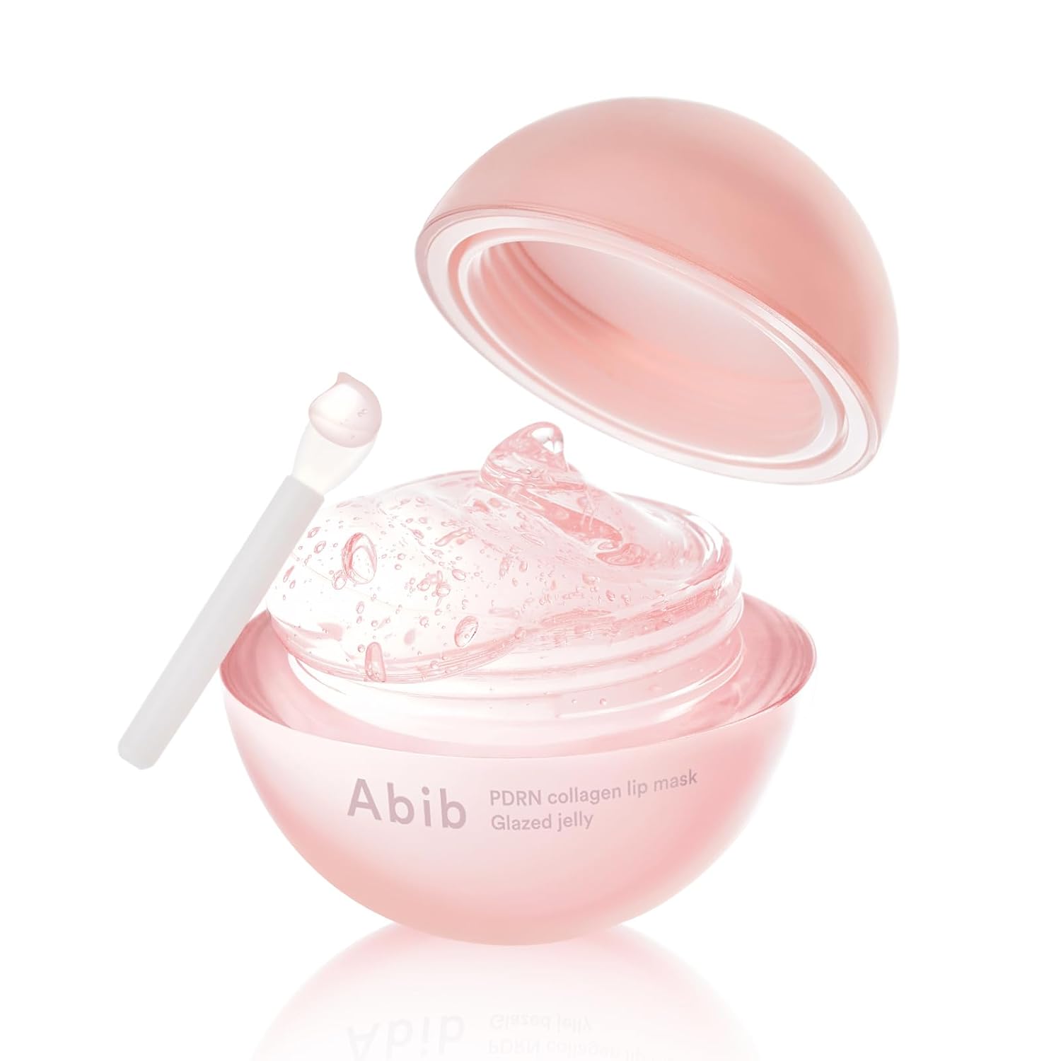 ABIB PDRN Collagen Lip Mask Glazed Jelly 11g in opened pink container with applicator