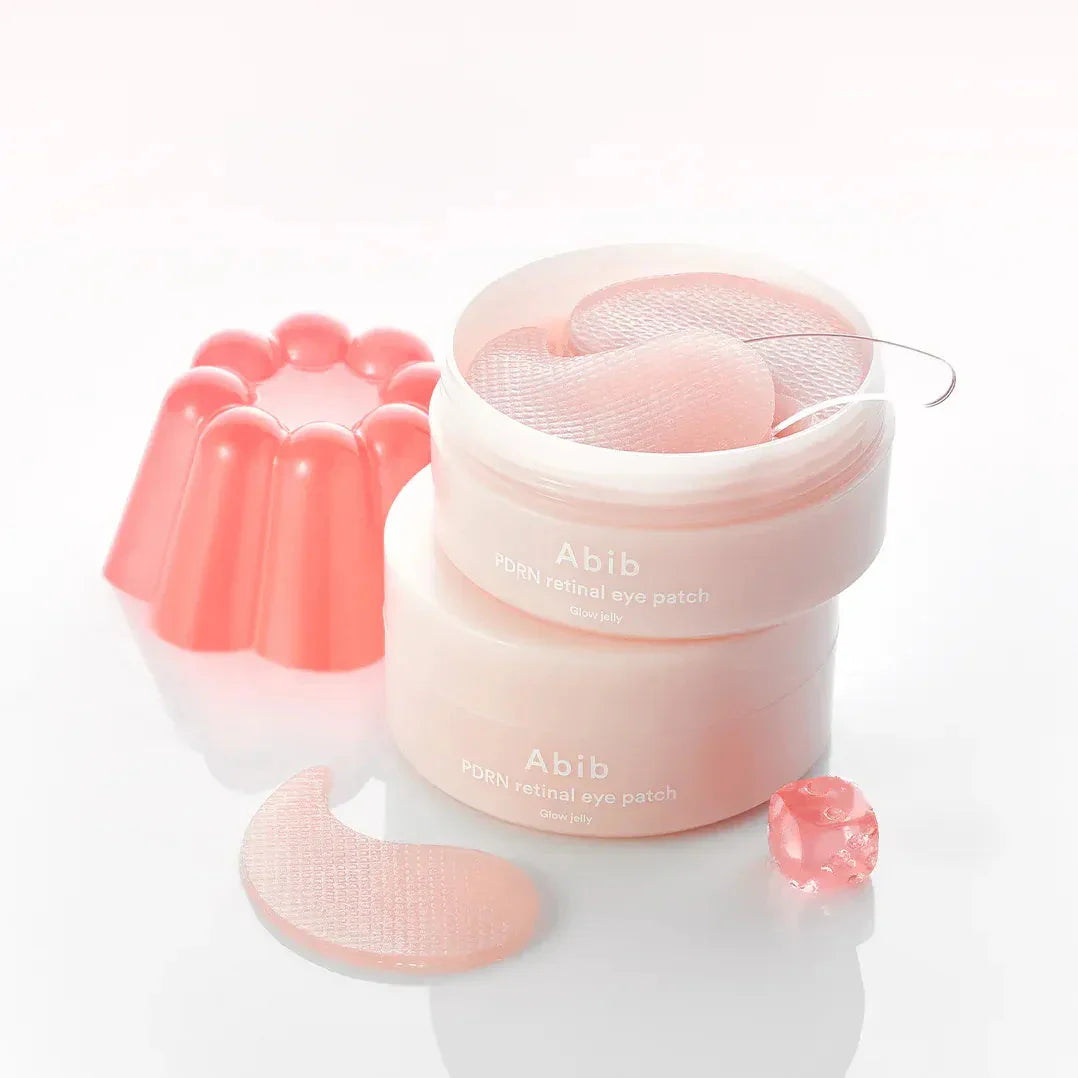 ABIB PDRN Retinol Eye Patch Glow jelly 30 Pairs displayed with pink jelly mold on a white background