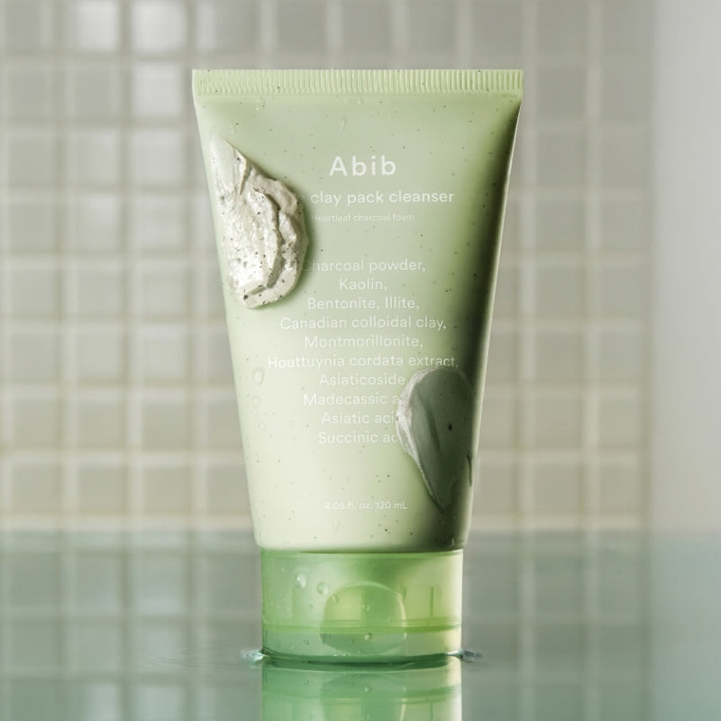 ABIB Pore Clay Pack Cleanser 120ml in green tube with natural clay ingredients.