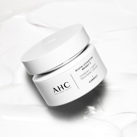 AHC Gluta Activation Bright 3 Overday Night Treatment Cream 50ml jar on white background