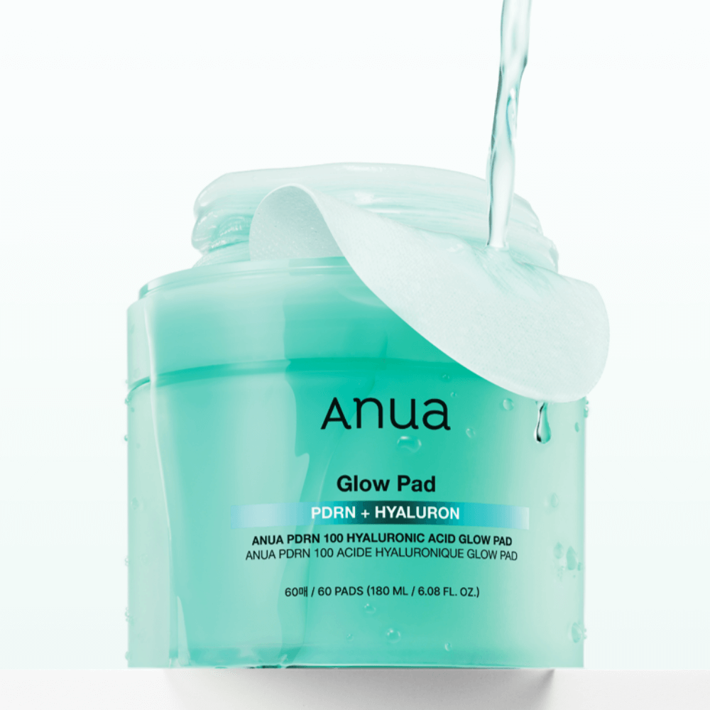 ANUA PDRN 100 Hyaluronic Acid Glow Pad container with pad exposed