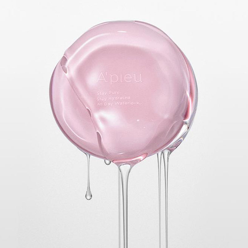 A'PIEU Waterlock Comfort Veil Cushion 15g packaging with liquid detail reflecting hydrating formula.