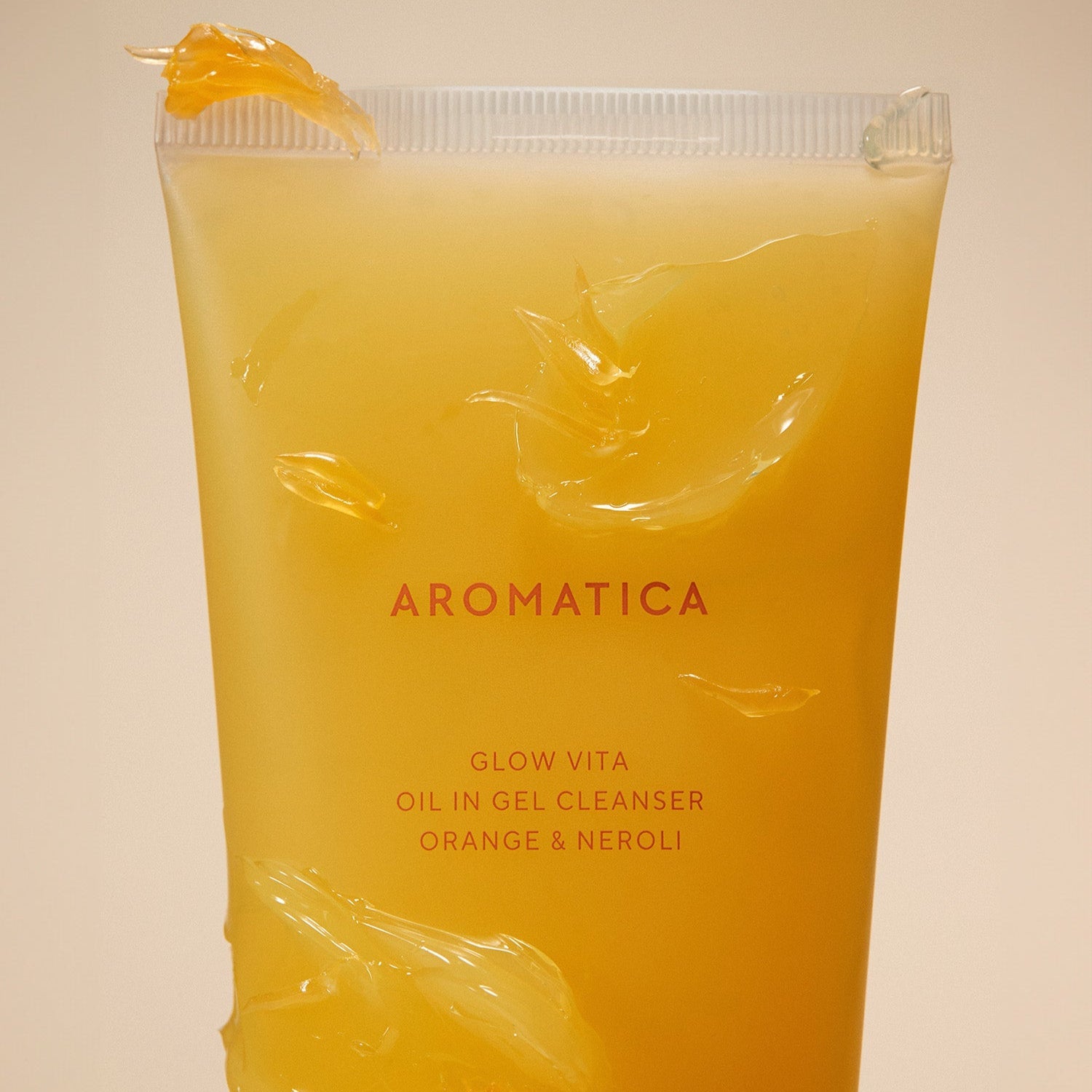 AROMATICA Glow Vita Oil-in-Gel Cleanser Orange & Neroli 150ML tube with visible gel texture