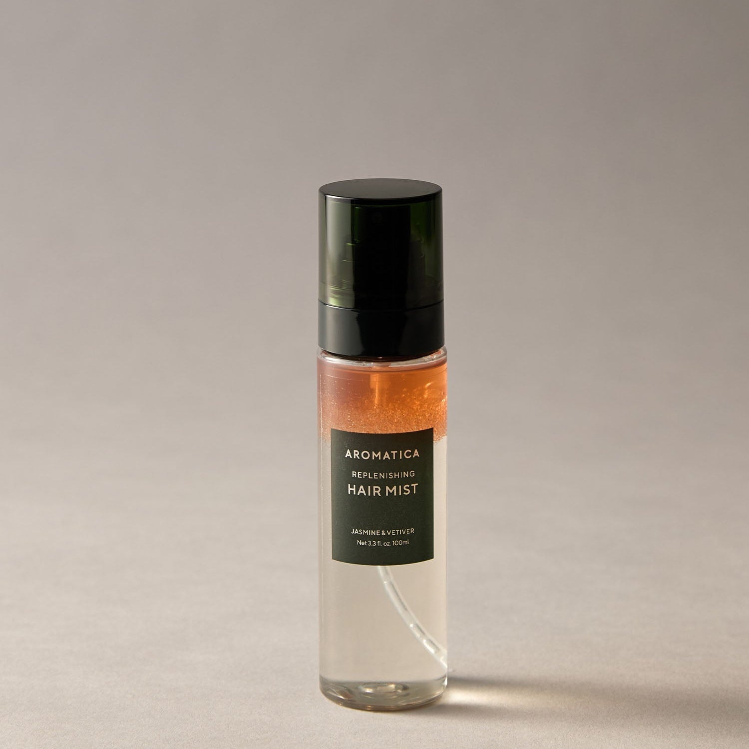 AROMATICA Replenishing Hair Mist Jasmine & Vetiver 100ml bottle on a neutral background