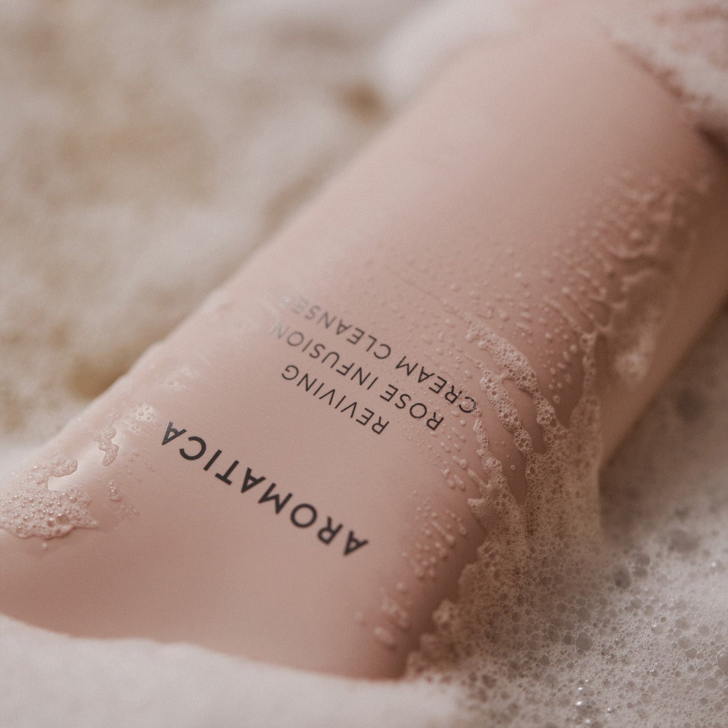 AROMATICA Reviving Rose Infusion Cream Cleanser 145ML in a foamy setting
