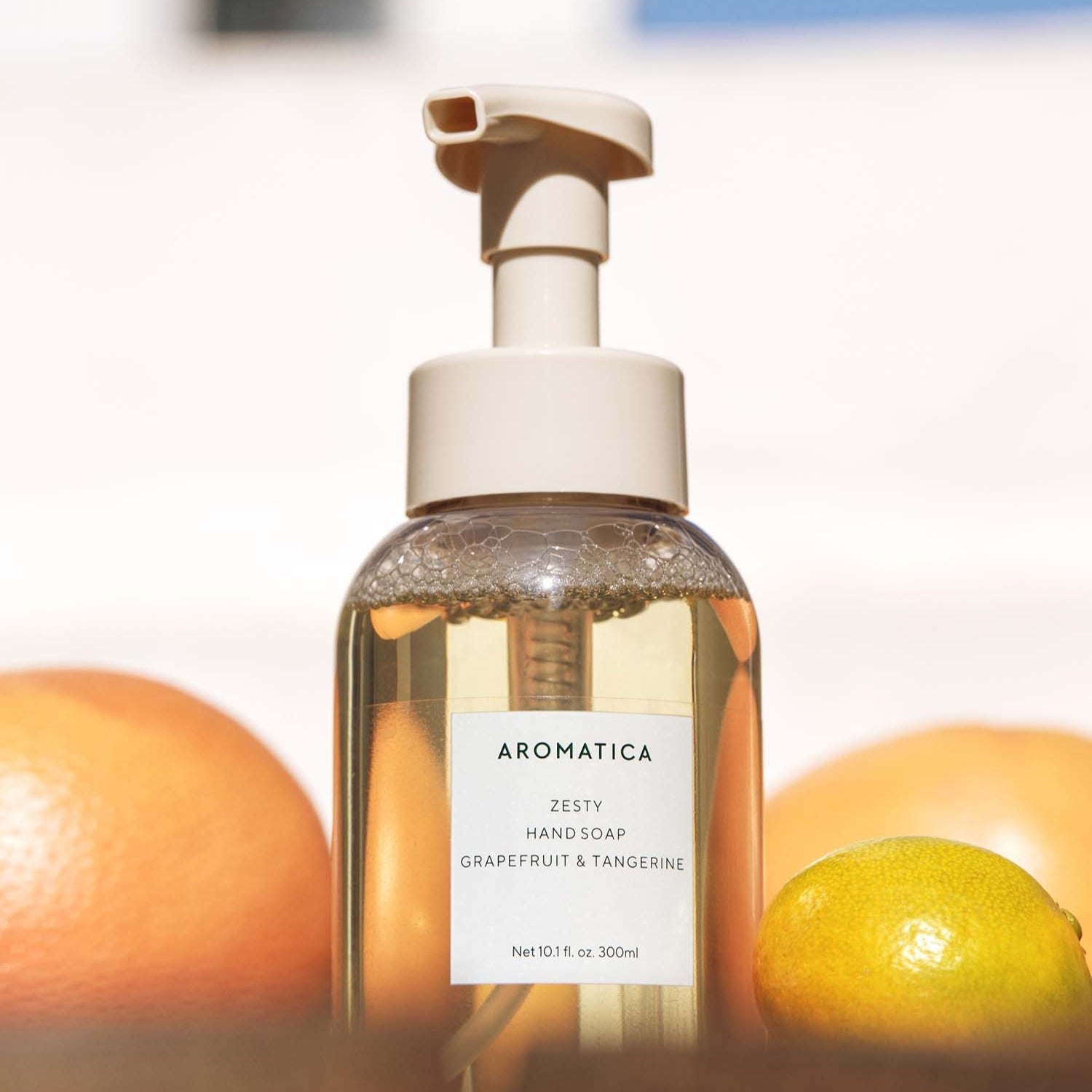 AROMATICA Zesty Hand Soap Grapefruit & Tangerine 300ML bottle with citrus fruits