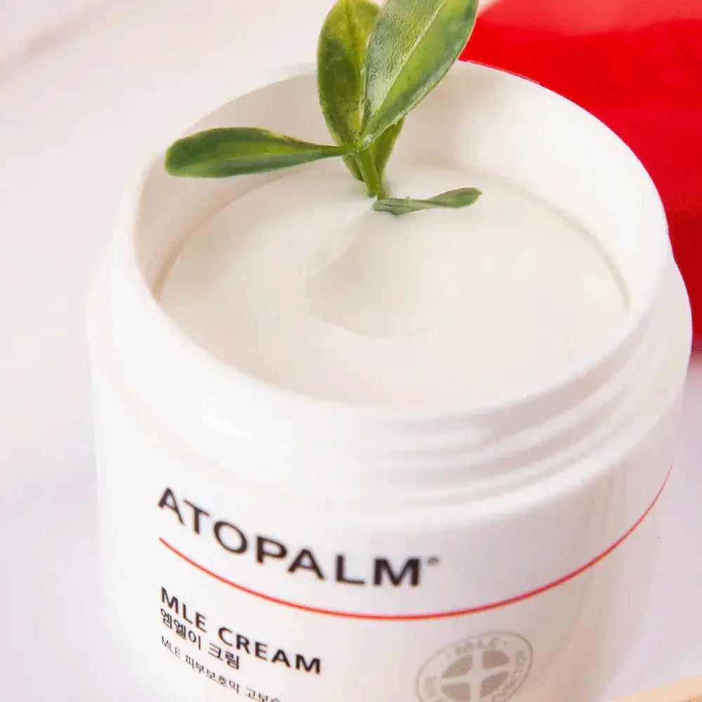 ATOPALM MLE Cream 160ml (Single Type) open jar with green leaf, moisturizing skincare product