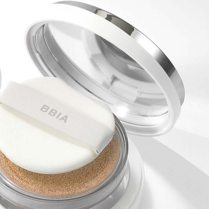 BBIA Eau Glow Cushion in sleek compact design with a soft applicator, perfect for radiant and even makeup application.