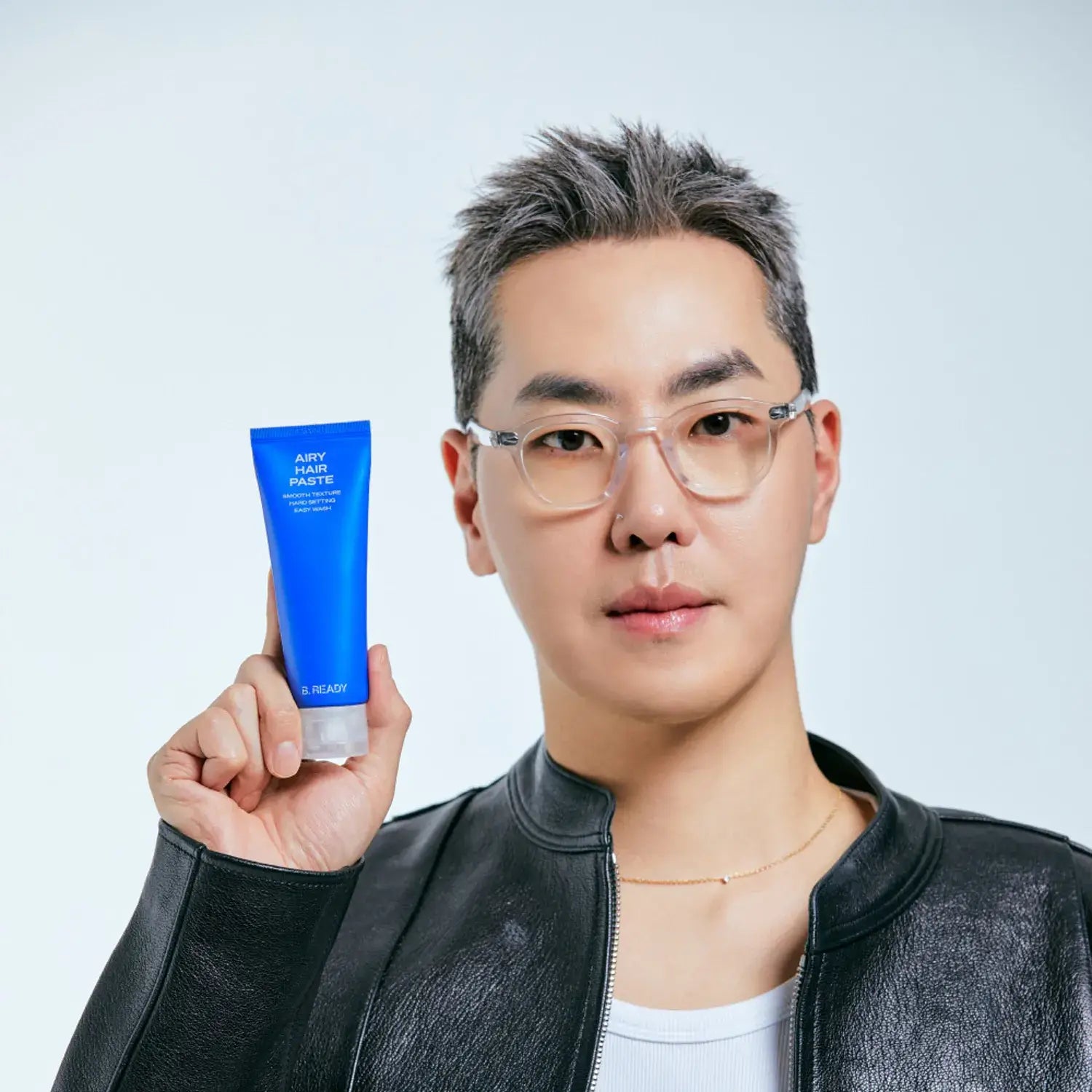 B.READY Airy Hair Paste 80g held by Korean gentleman model for Gentleman Korea, lightweight styling paste for men