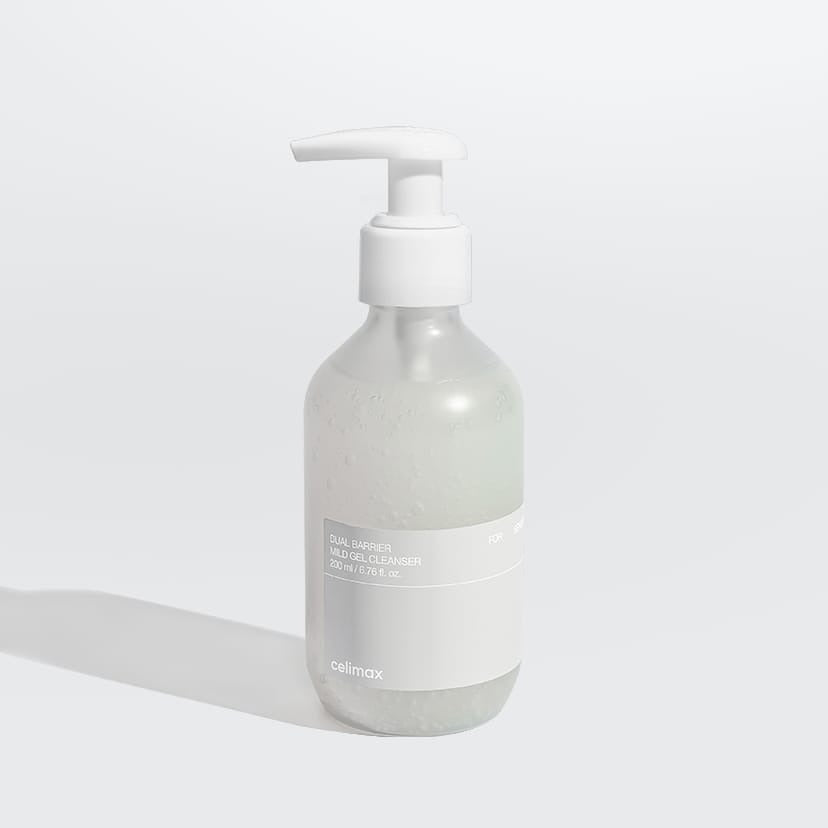 CELIMAX Dual Barrier Mild Gel Cleanser 200ml bottle on a white background