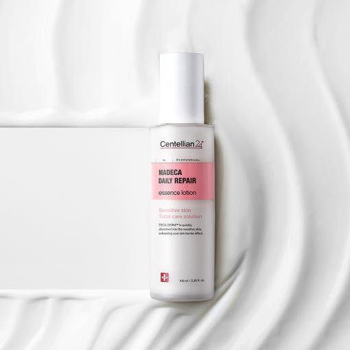 Image of CENTELLIAN 24 Madeca Daily Repair Essence Lotion 100ml bottle for skin care.