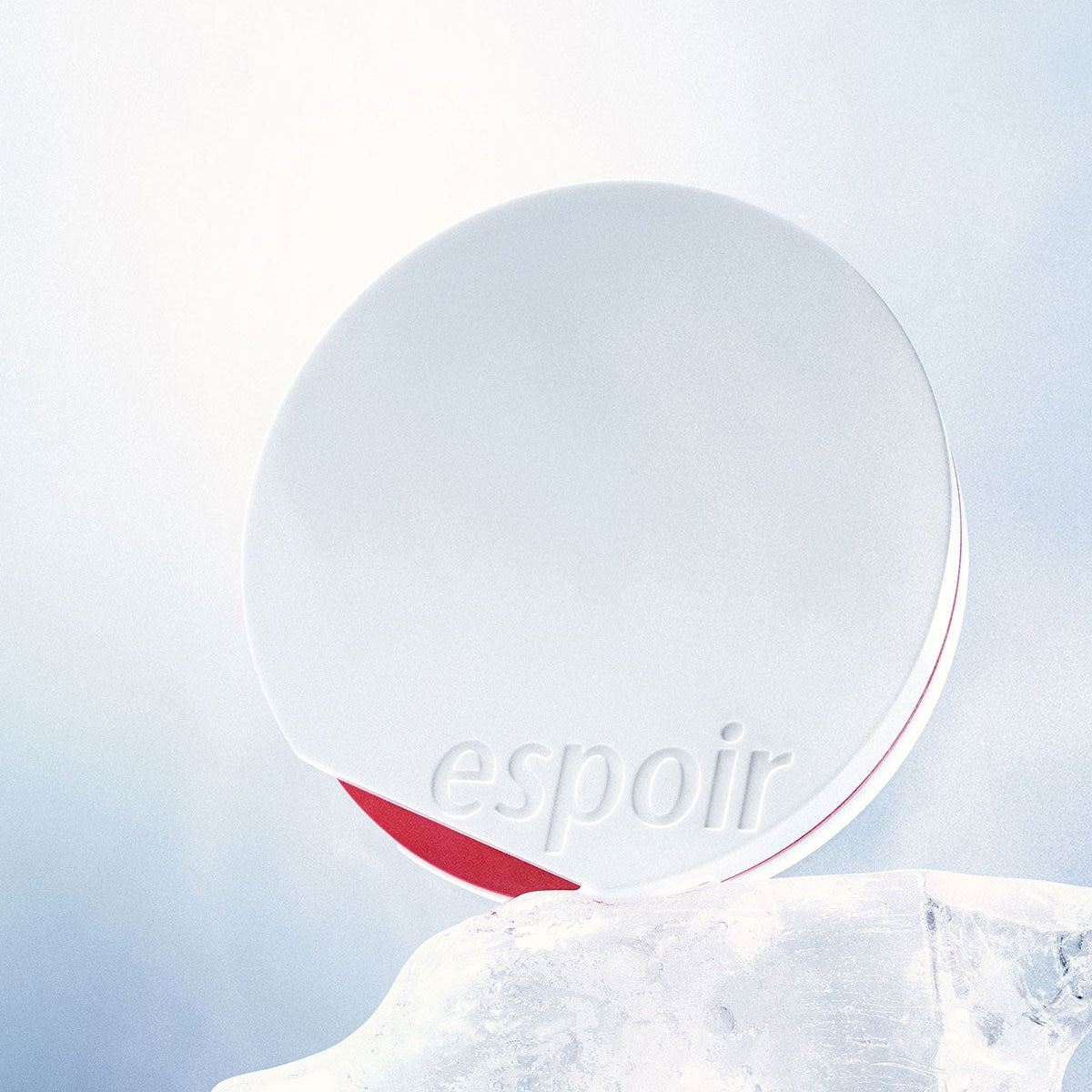 ESPOIR Bevelvet Sebumcut Cooling Cushion placed on ice for a refreshing look