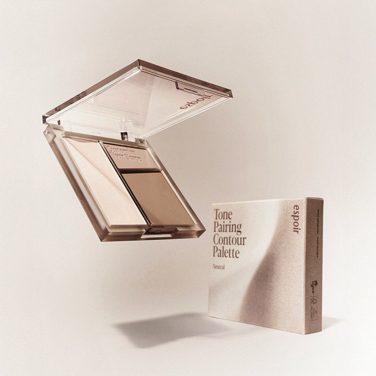 ESPOIR Tone Pairing Contour Palette in neutral shades against a light background, showcasing open palette and packaging.