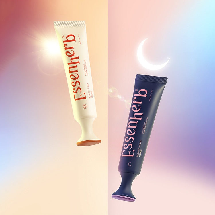 ESSENHERB Day To Night Routine Program 30ml tubes with day and night background.