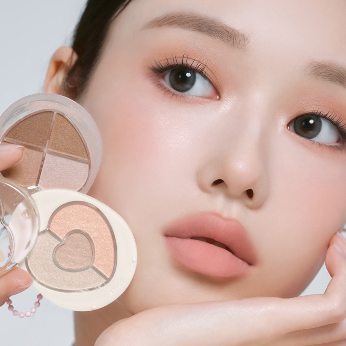 ETUDE Poyong Eye Maker makeup close-up on model's face highlighting product application.