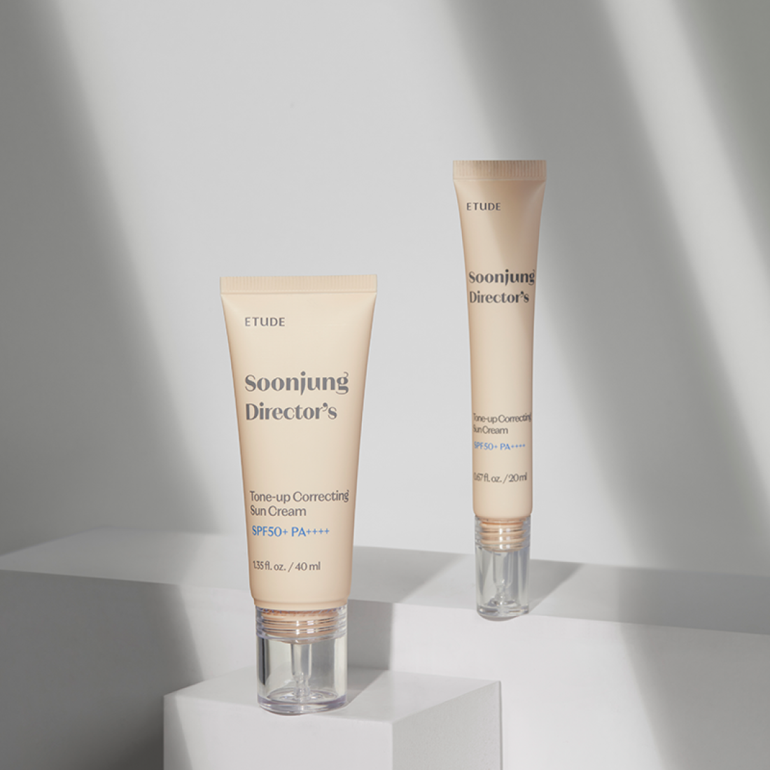 ETUDE Pure Director Tone-Up Correction Sunscreen Planning Set SPF50+/PA++++ on display with packaging under natural light