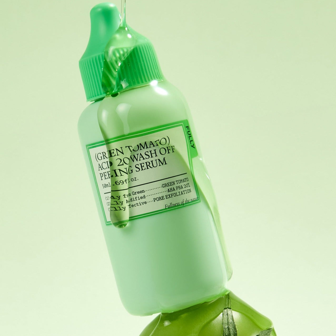 FULLY Green Tomato Acid 20 Wash-Off Peeling Serum 50ml bottle against green background