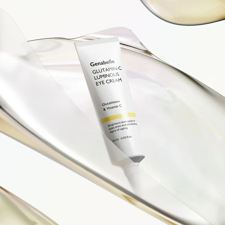 GENABELLE Glutamin-C Luminous Eye Cream 10ml against artistic backdrop