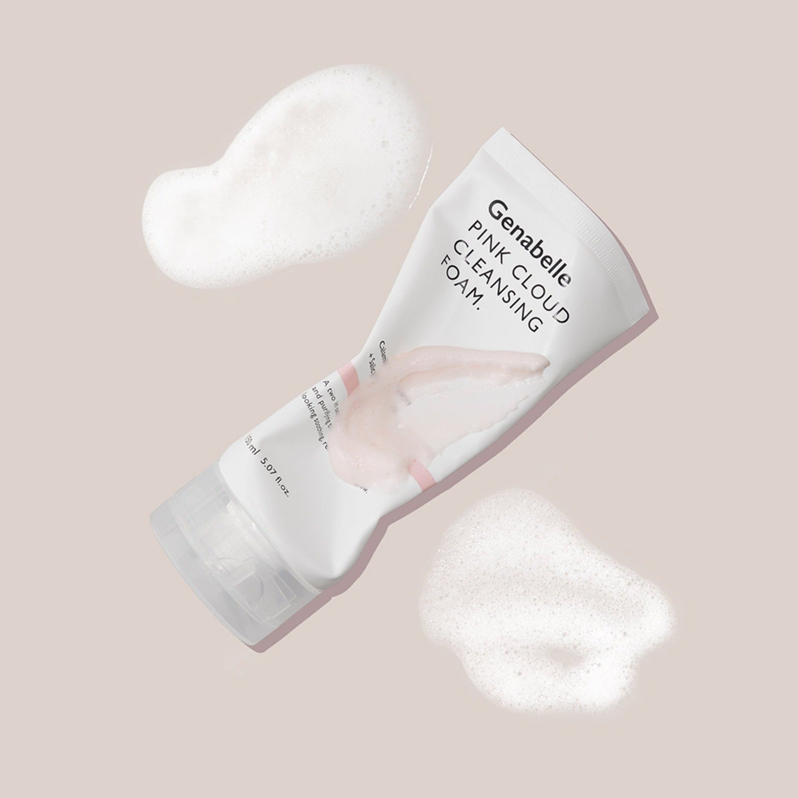 GENABELLE Pink Clound Cleansing Foam 150ml with foamy texture display