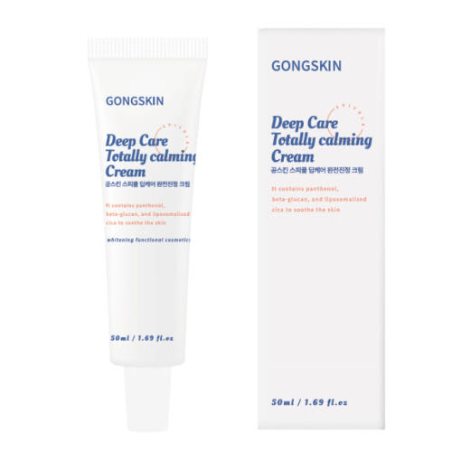 GONGKIN Deep Care Totally calming Cream 50ml packaging. Skincare cream with calming properties in a 50ml tube.