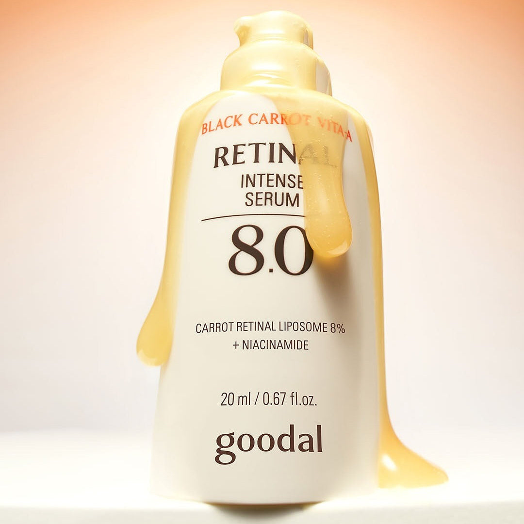 GOODAL Black Carrot Vita A Retinal Intense Trace Serum 8.0 20ml bottle on a light background