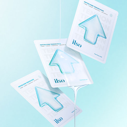 ILSO Peptide Pore Tension Mask 1 Sheets product image with packaging and blue accents on a light background.