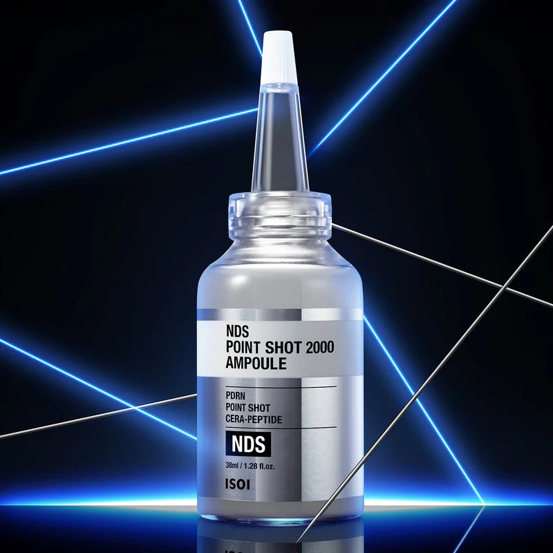 ISOI NDS Point Shot 2000 Ampoule 38ml product image with futuristic design background