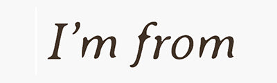 I'm From logo with brown serif font on white background