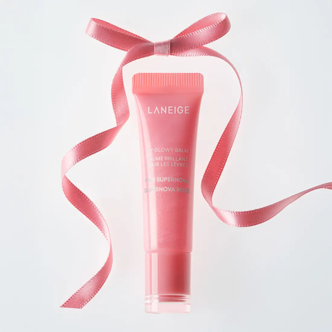 LANEIGE Lip Glowy Balm (Milky Way/Pink Supernova) 10g tube with pink ribbon