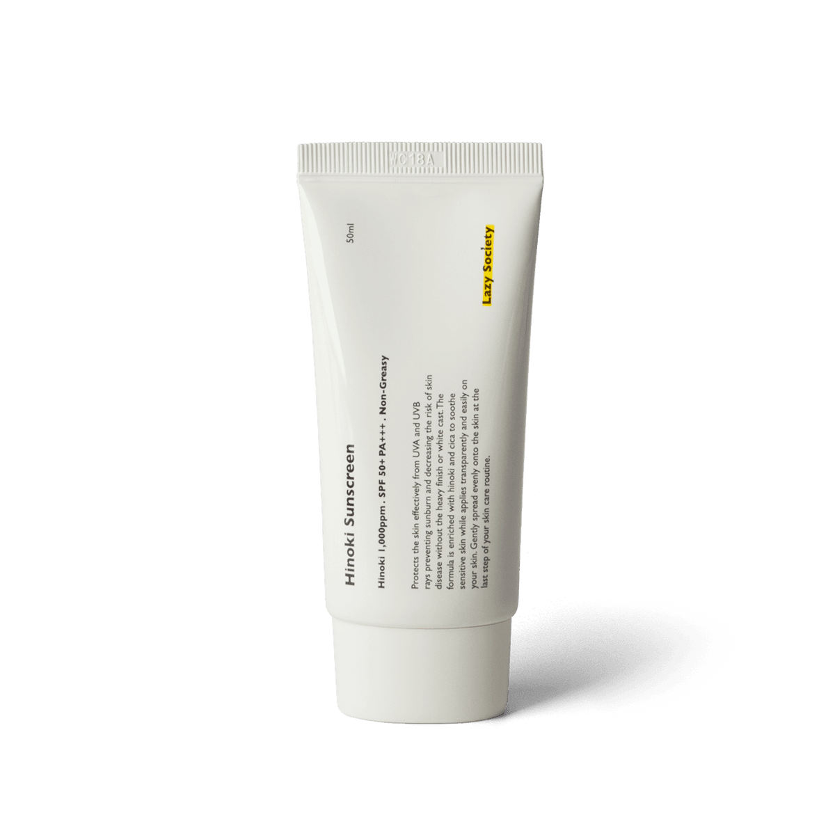 LAZY SOCIETY Hinoki Sunscreen SPPF 50+ PA+++ 50ml tube for men by Gentleman Korea, lightweight daily sunscreen for gentlemen