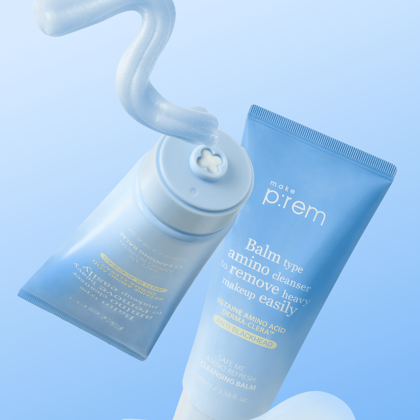 MAKE P:REM Safe Me Amino Refresh Cleansing Balm 100ml in blue packaging
