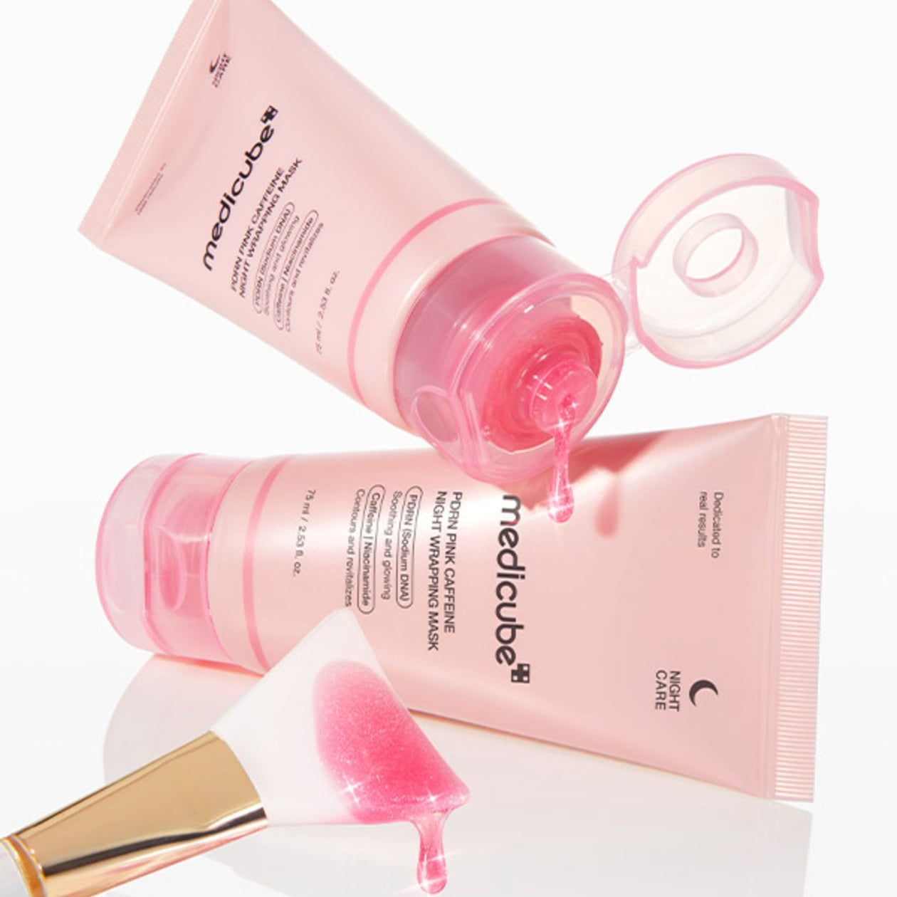 MEDICUBE PDRN Pink Caffeine Night Wrapping Mask 75ml with brush applicator