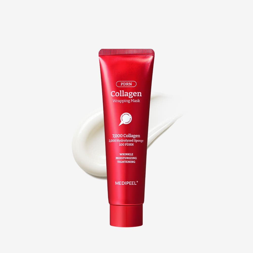 MEDIPEEL Collagen Water Glow Wrapping Mask 100ml - hydrating skincare product for wrinkle reduction and skin brightening.