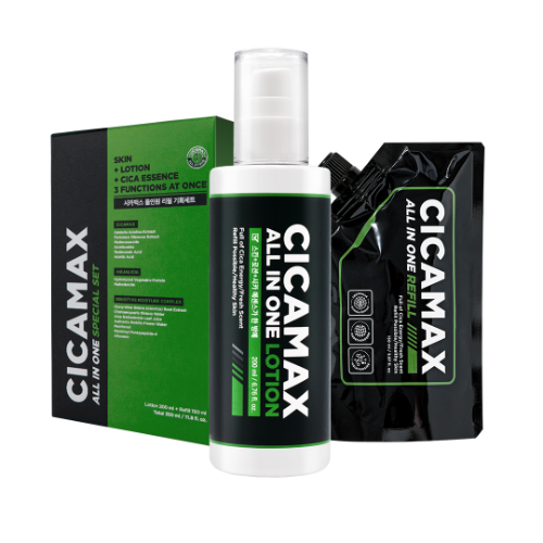 MIP Cicamax Sensitive All-in-One Lotion Set + Refill by Gentleman Korea – Korean men’s skincare set with bottle, box and refill 200ml